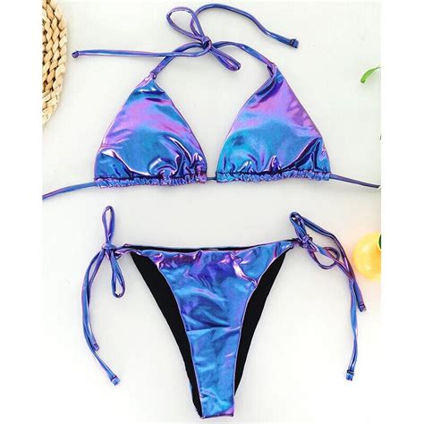 Sexy Pu Faux Leather Bikini Women Swimwear Female Swimsuit Two Pieces Bikini Set String Bather