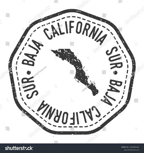 Baja California Sur Mexico Map Stamp Retro Royalty Free Stock Vector