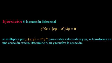 Ecuaci N Diferencial Exacta Ejercicio Youtube