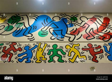 Keith Haring Mural Inside Woodhull Hospital Lobby In Brooklyn Nyc Stock