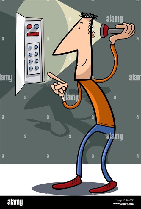 Man Fix Electricity Cartoon Illustration Stock Vector Image Art Alamy