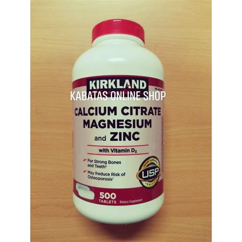 Kirkland Signature Calcium Citrate Magnesium And Zinc 500 Tablets Shopee Philippines