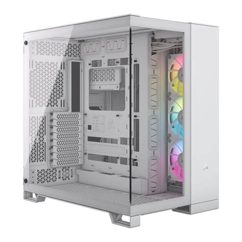 Corsair 6500X RGB White Dual Chamber Tempered Glass Mid Tower PC Case ...