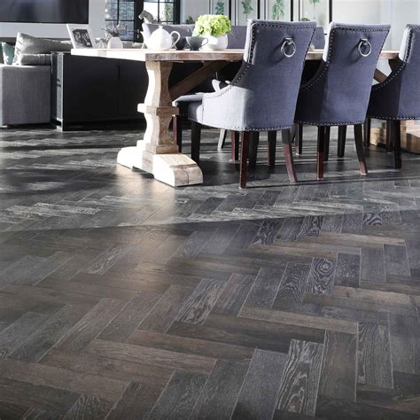 ZB105 Foundry Steel Engineered Herringbone From V4 Wood Flooring