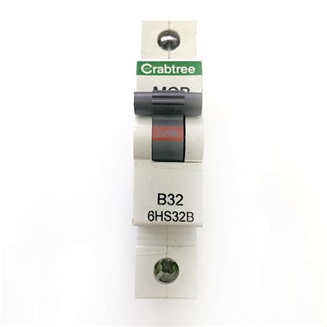 MCB S Crabtree 6HS32B Black Clip B32 32A 32 MCB Circuit Breaker Type B