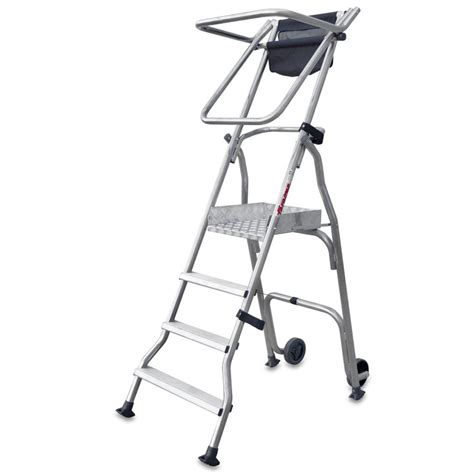 Escalera Plegable Móvil Con Amplia Plataforma 4 Peldaños Cómodos