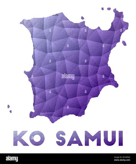 Map Of Ko Samui Low Poly Illustration Of The Island Purple Geometric