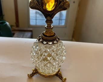 Tall Vintage Gold Filigree Perfume Bottle Ornate Gold Ormolu Perfume