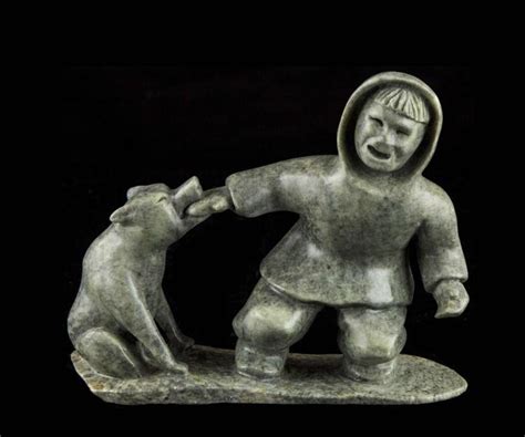 Sold Price Eric Lester A Green Stone Carving Of A Boy Playing With