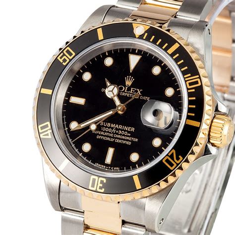 Rolex Submariner Steel & Gold Black Face 16613 - Bob's Watches