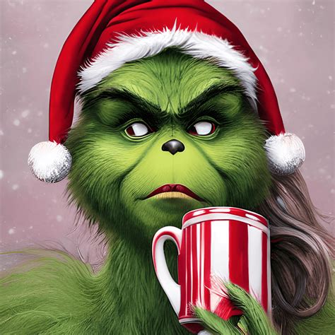 The Grinch Drinking Coffee Creative Fabrica