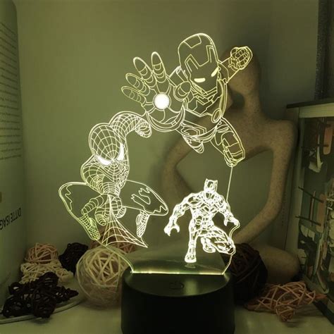 Купить 3D лампа-ночник, Креативный Человек-Паук, 16 цветов, пульт ...