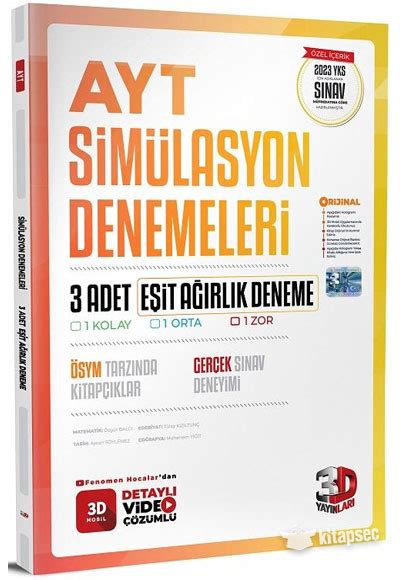 2025 AYT Eşit Ağırlık 3 lü Simülasyon Deneme 3D Yayınları 9789759519919