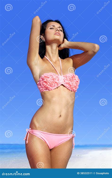 Beautiful Woman Sunbathing On Beach Stock Image Image Of Shore Body