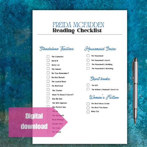 Printable List Of Freida Mcfadden Books - Free Printable List Templates