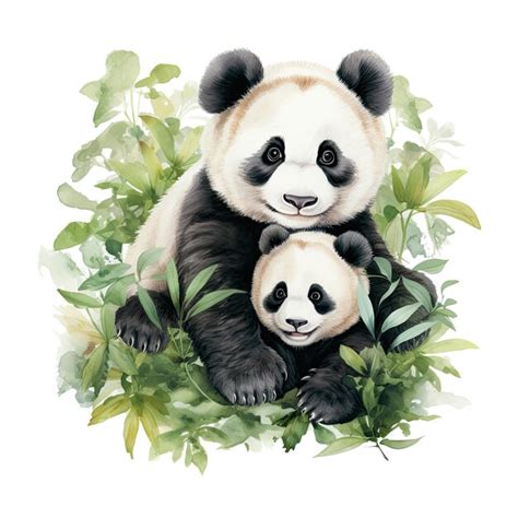 Premium AI Image | Watercolor cute Panda clipart white background