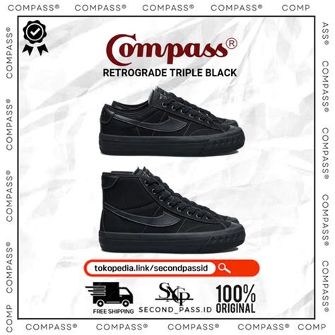 Jual SEPATU COMPASS RETROGRADE LOW HIGH TRIPLE BLACK 36 44 ORIGINAL