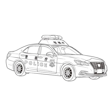 パトカー （パトロールカー）の塗り絵【無料】印刷・ダウンロード - ぬりえ図鑑