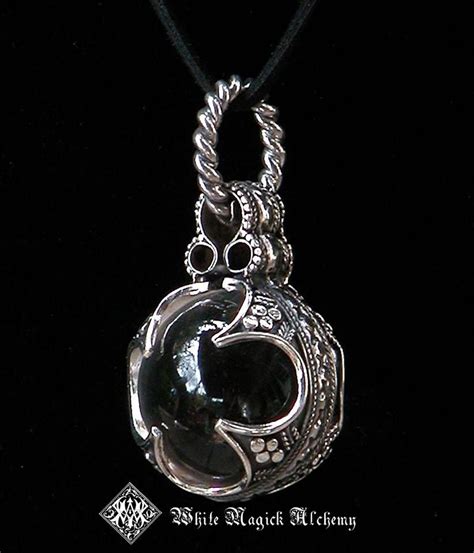 13th Century Magicians Scrying Ball Pendant Sterling Silver And Crystal