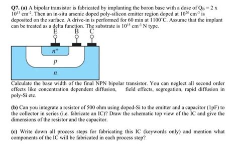 Solved Q A A Bipolar Transistor Is Fabricated By Chegg