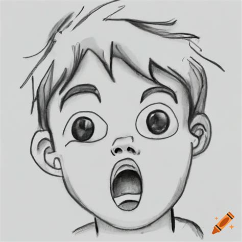 Shocked boy simple pencil drawing on Craiyon