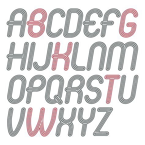 Set di lettere dell'alfabeto maiuscolo vettoriale moderno alla moda