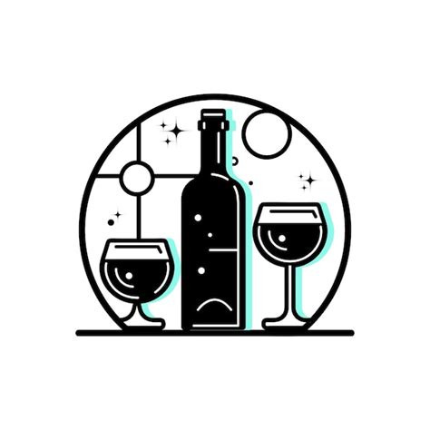 Botella de vino copas de vino diseño de logotipo ilustración vectorial