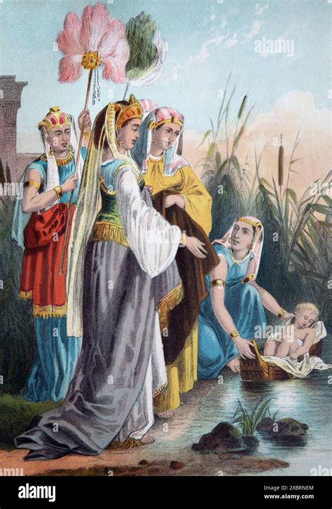 Illustration Of Pharaoh S Daughter Finding Moses In The Bullrushes Exodus Old Testament From