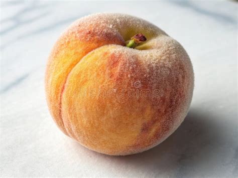 Fresh Ripe Peach Close Up Photo For Healthy Eating And Summer Fruit Season Concept Idea Stock