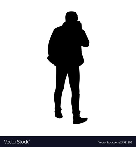 Adult man in jacket walking black silhouette Vector Image