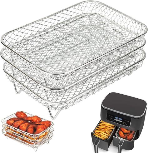 Bykitchen Air Fryer Rack For Ninja Dual Air Fryer 3pcs Stackable Stainless Steel