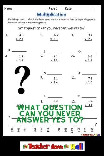 Double Digit Multiplication Riddle Worksheets Self Grading Mult Activities