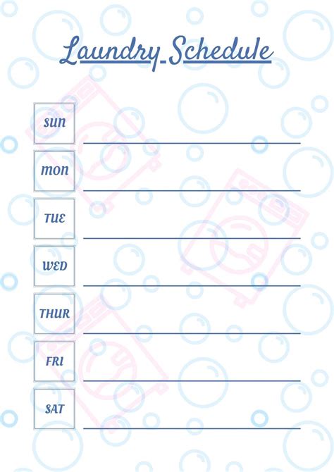 Printable Laundry Schedule Laundry Template Laundry Days Schedule