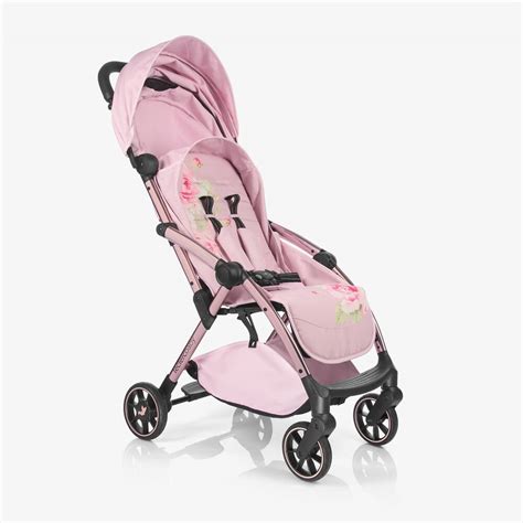 Monnalisa - Pink Floral Baby Stroller | Childrensalon