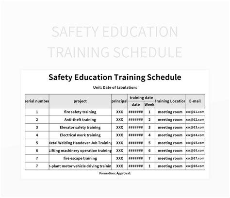 Safety Education Training Schedule Excel Template And Google Sheets