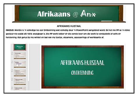 Afrikaans Huistaal Graad 6 Werkkaart: Strokiesprente • Teacha!