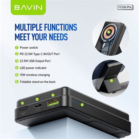 Bavin Pc Pro Mah Mah Foldable Magnetic Qi W Wireless