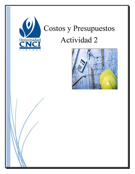 Costos Y Presupuestos Actividad 2 Studocu