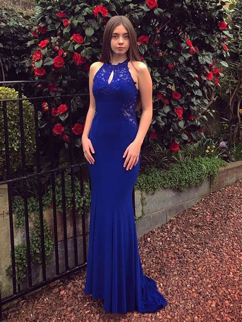 Royal Blue Lace Mermaid Prom Dress