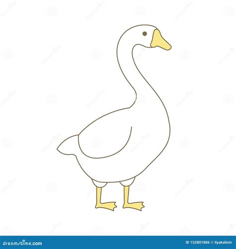 Goose Domestic Bird Poultry Fowl Outline Line Contour Vector Icon