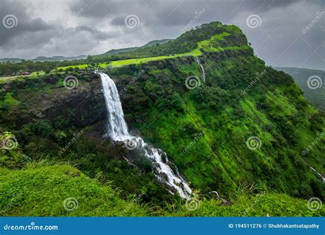 Gushing Waters Of The Madhe Ghat Waterfalls Stock Photo Image Of