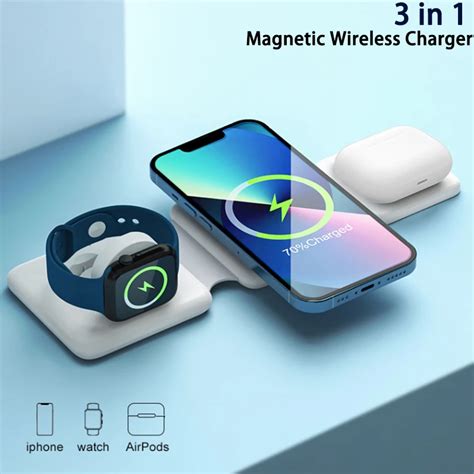 Portable 3 In 1 Travel Wireless Charger Foldable For Iphone 14 11 12 13