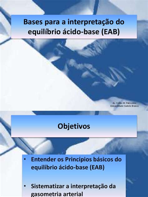 Bases Para A Interpretação Do Equilíbrio Ácido Base Através Da