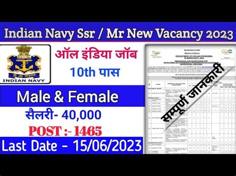 Th New Vacancy Indian Navy Ssr Mr New Vacancy