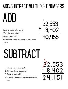 Envision Math Th Grade Topic Add Subtract Multi Digit Numbers Anchor