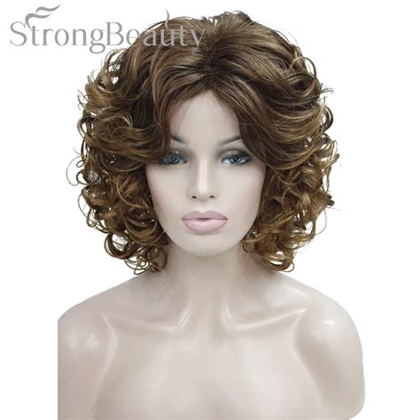 Strong Beauty Synthetic Wigs Medium Curly Blonde Full Wig Heat Resistant For Women In Synthetic