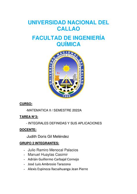 Tarea Ii Integrales Areas Y Volumenes Resúmenes De Matemáticas Docsity