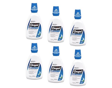 6 Pack Orajel Antiseptic Mouth Sore Rinse 16 Oz