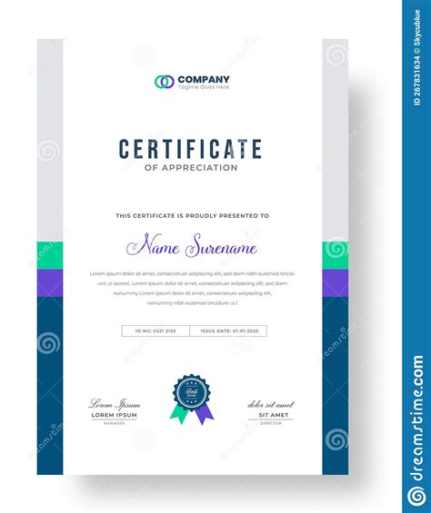 Abstract Clean Professional Red Certificate Of Appreciation Template Stock Illustration