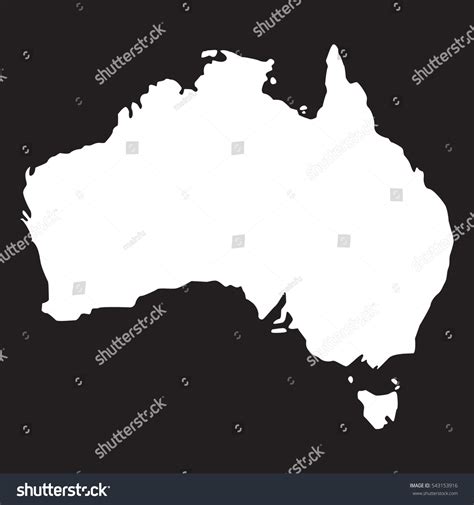 Map Of Australia Black And White Stock Vector Illustration 543153916